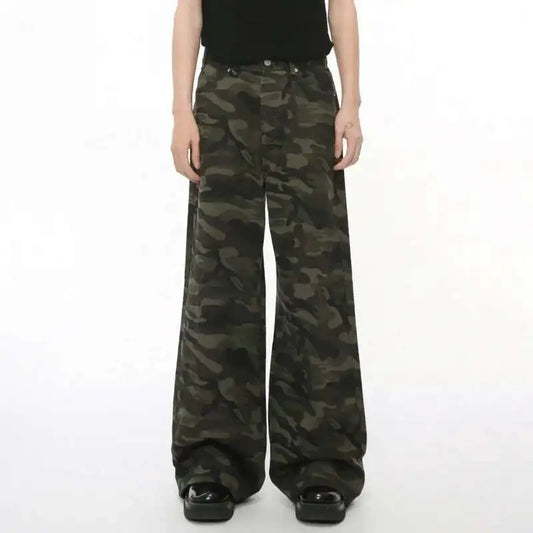 Jean Large IEFB Style Vintage Camouflage – Coupe Loose Décontractée