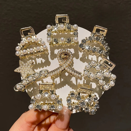 Lot de 8 Petites Pinces à Cheveux – Perles et Brillants