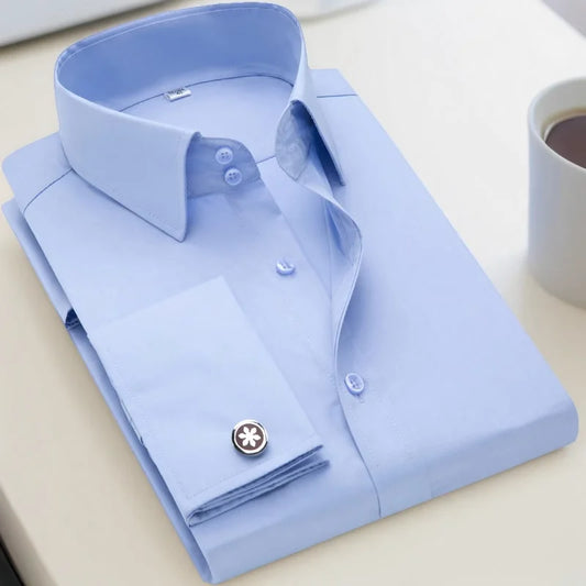 Chemise Homme Slim Fit à Poignets Mousquetaires – Élégance Formelle & Business