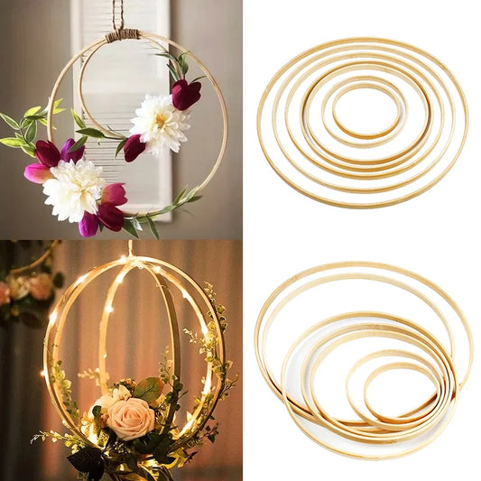 Lot de 5 Anneaux en Bambou pour Décoration Florale DIY