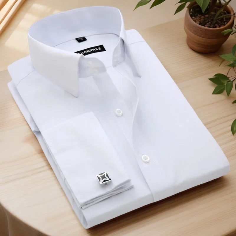 Chemise Homme Slim Fit à Poignets Mousquetaires – Élégance Formelle & Business