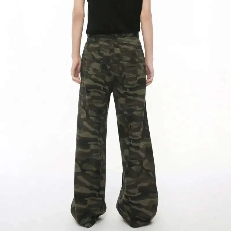 Jean Large IEFB Style Vintage Camouflage – Coupe Loose Décontractée