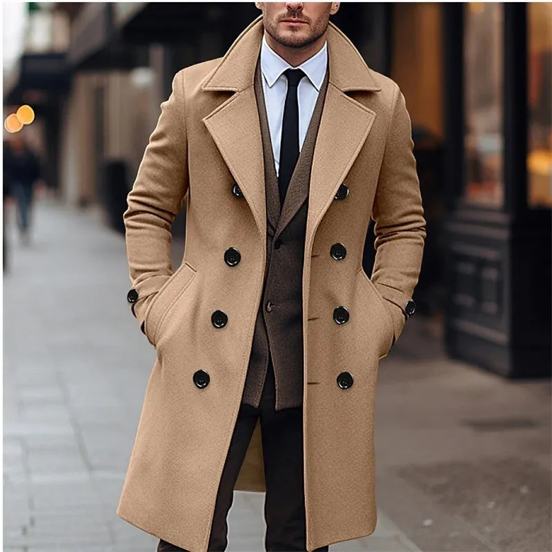 Manteau Long en Laine pour Homme – Style Trench Londonien & Élégance Business