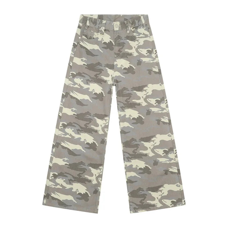 Jean Large IEFB Style Vintage Camouflage – Coupe Loose Décontractée