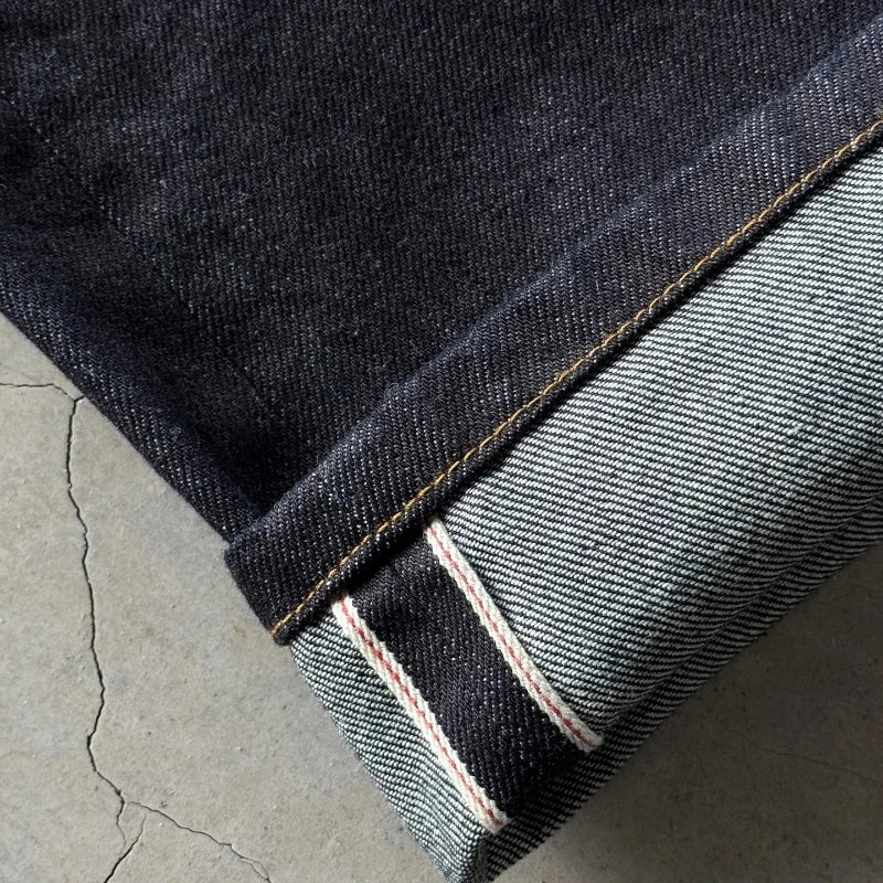 Jean Baggy Y2K – Broderie Fleur de Cerisier (Cherry Blossom) & Denim Selvedge