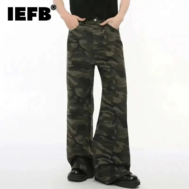Jean Large IEFB Style Vintage Camouflage – Coupe Loose Décontractée