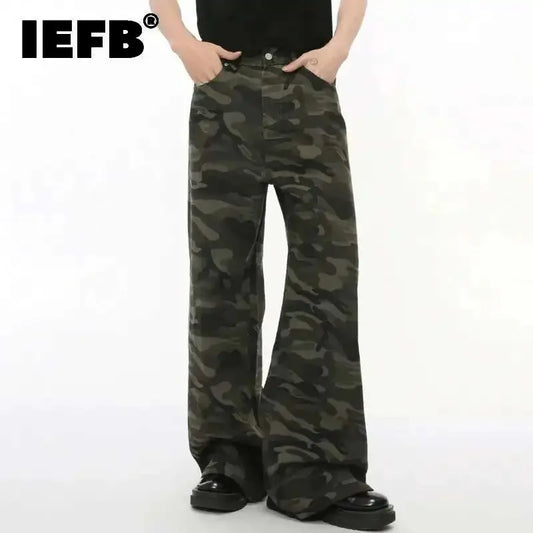 Jean Large IEFB Style Vintage Camouflage – Coupe Loose Décontractée