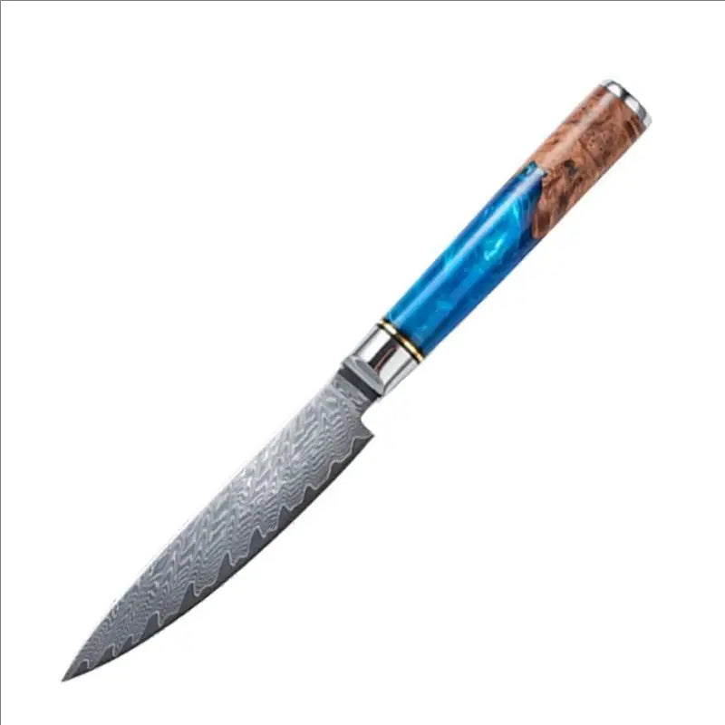 Set de Couteaux OMNÉO — Acier Damas & Résine Bleue