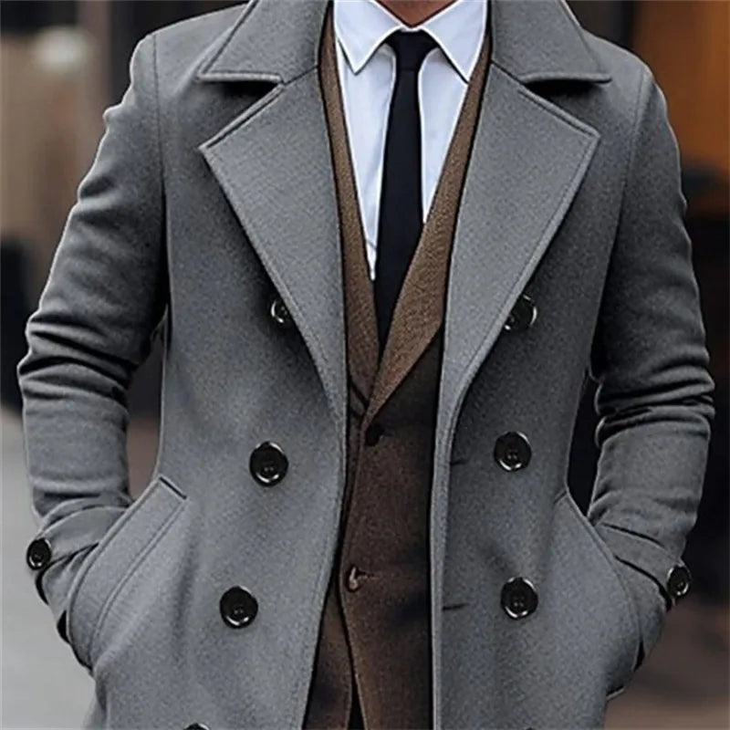 Manteau Long en Laine pour Homme – Style Trench Londonien & Élégance Business