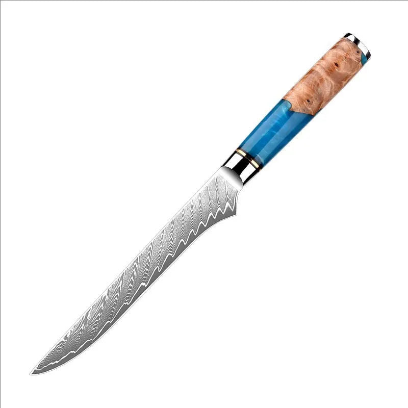 Set de Couteaux OMNÉO — Acier Damas & Résine Bleue