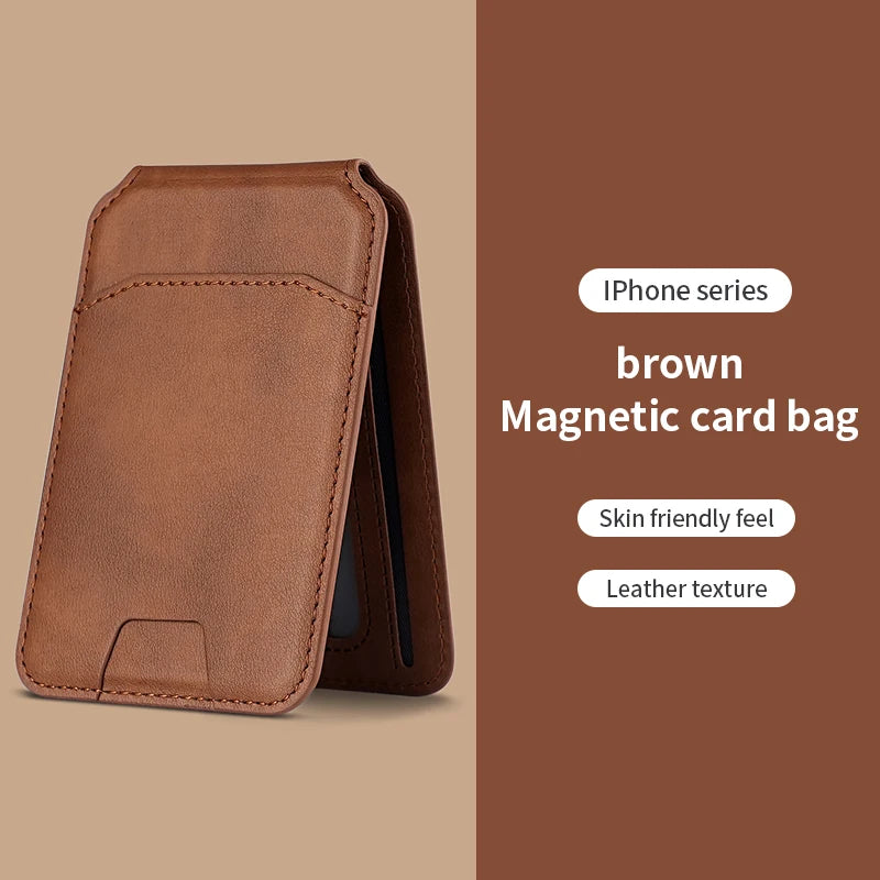 Porte-Carte Magnétique en Cuir (Style MagSafe pour iPhone)