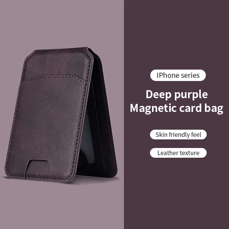Porte-Carte Magnétique en Cuir (Style MagSafe pour iPhone)
