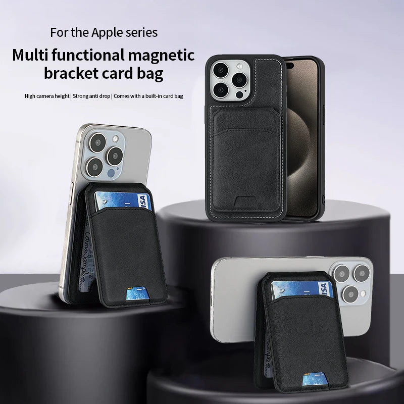 Porte-Carte Magnétique en Cuir (Style MagSafe pour iPhone)