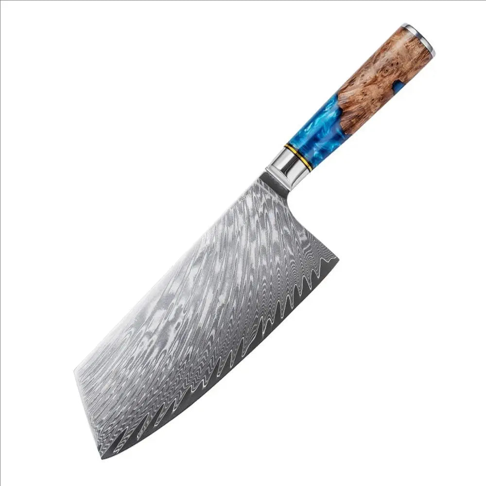 Set de Couteaux OMNÉO — Acier Damas & Résine Bleue