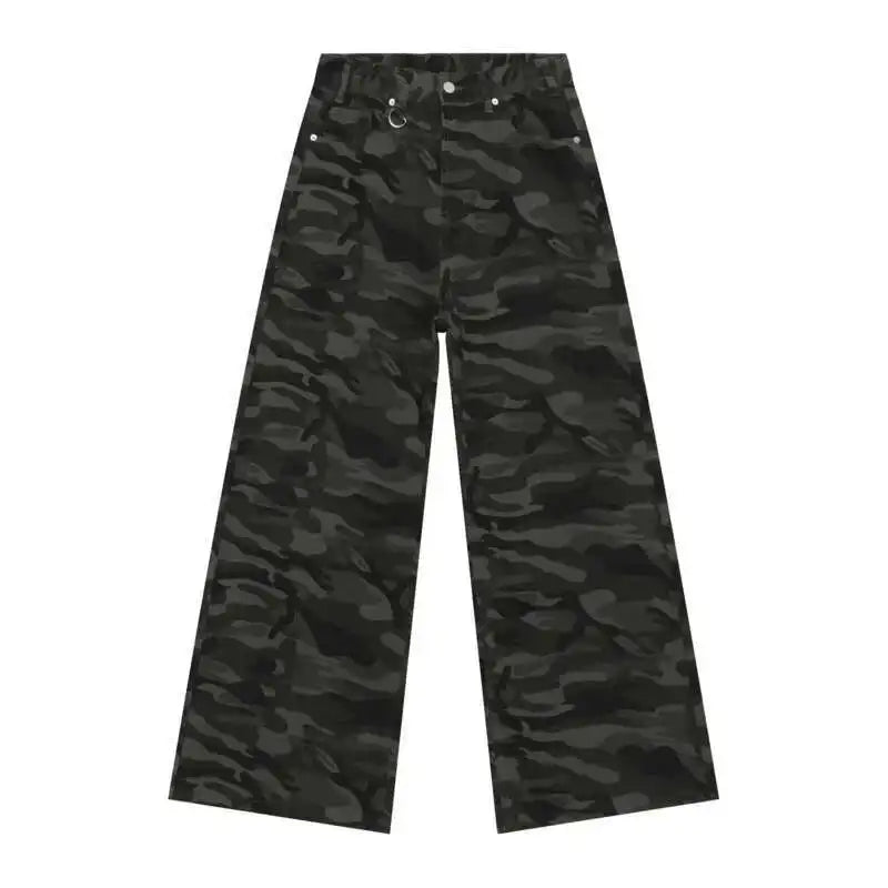 Jean Large IEFB Style Vintage Camouflage – Coupe Loose Décontractée