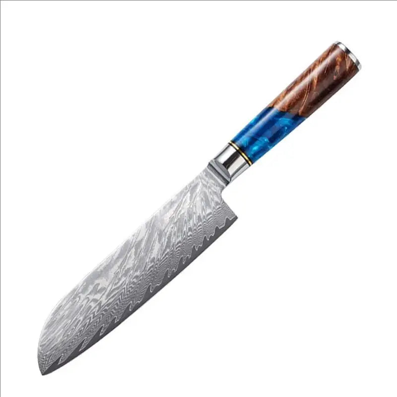 Set de Couteaux OMNÉO — Acier Damas & Résine Bleue