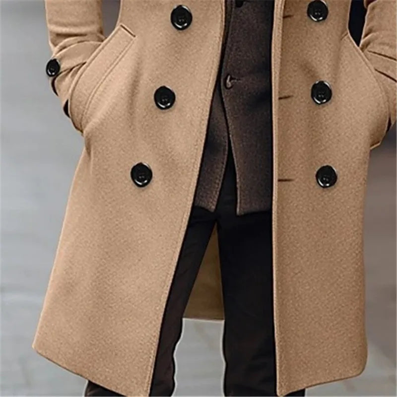 Manteau Long en Laine pour Homme – Style Trench Londonien & Élégance Business