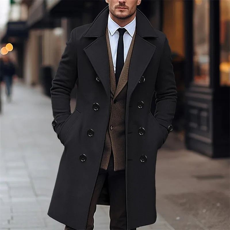 Manteau Long en Laine pour Homme – Style Trench Londonien & Élégance Business