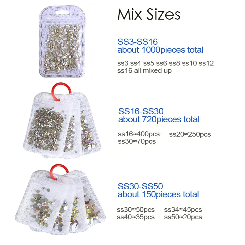Strass en Verre Brillants pour Nail Art et Strass (Sans colle)
