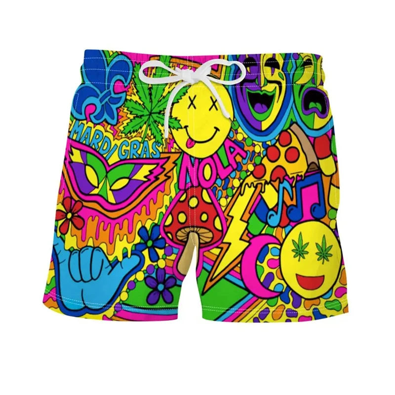 Short de Bain Homme & Enfant – Motif Tiki Rétro 3D, Idéal Surf & Plage