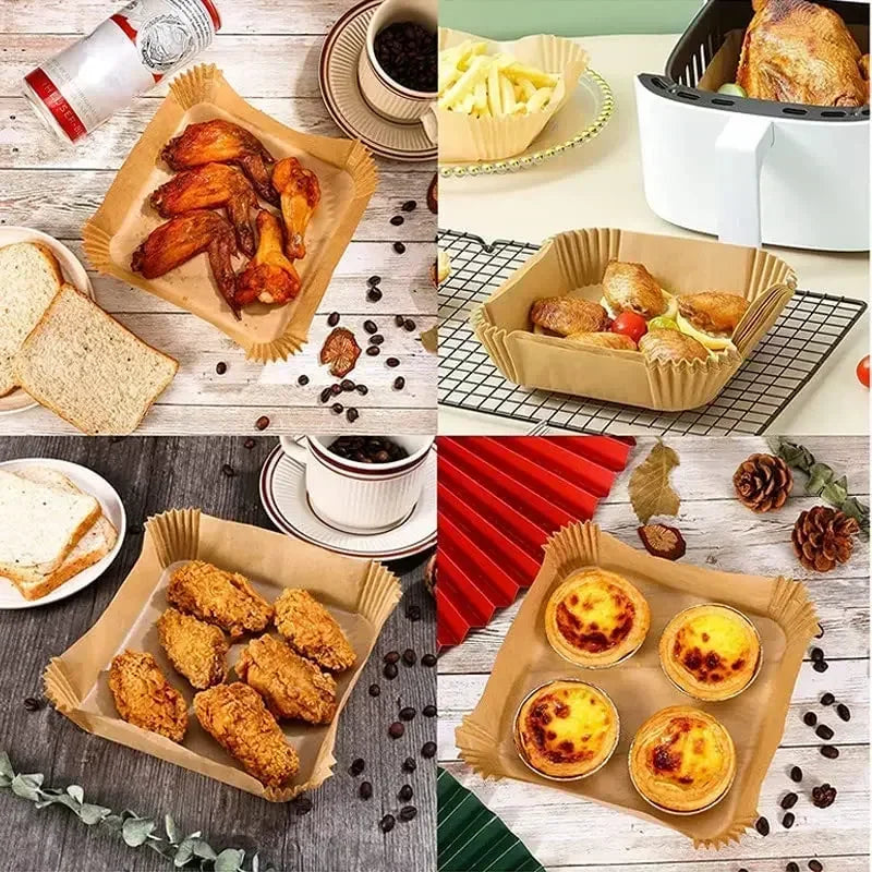 Lot de Papiers de Cuisson Jetables pour Air Fryer (Anti-adhésif)