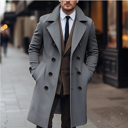 Manteau Long en Laine pour Homme – Style Trench Londonien & Élégance Business