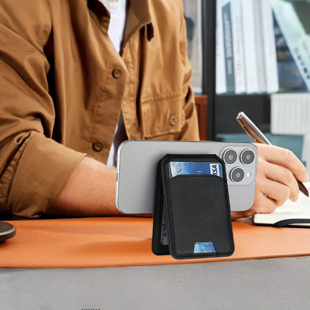 Porte-Carte Magnétique en Cuir (Style MagSafe pour iPhone)