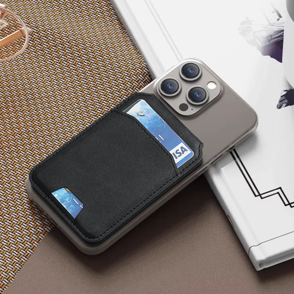 Porte-Carte Magnétique en Cuir (Style MagSafe pour iPhone)