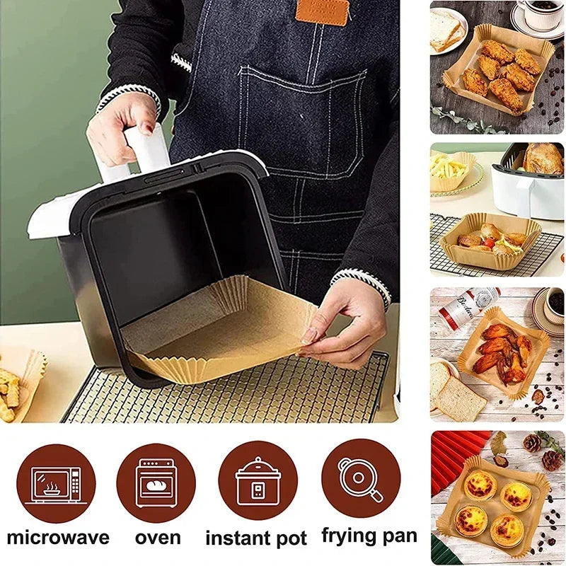 Lot de Papiers de Cuisson Jetables pour Air Fryer (Anti-adhésif)