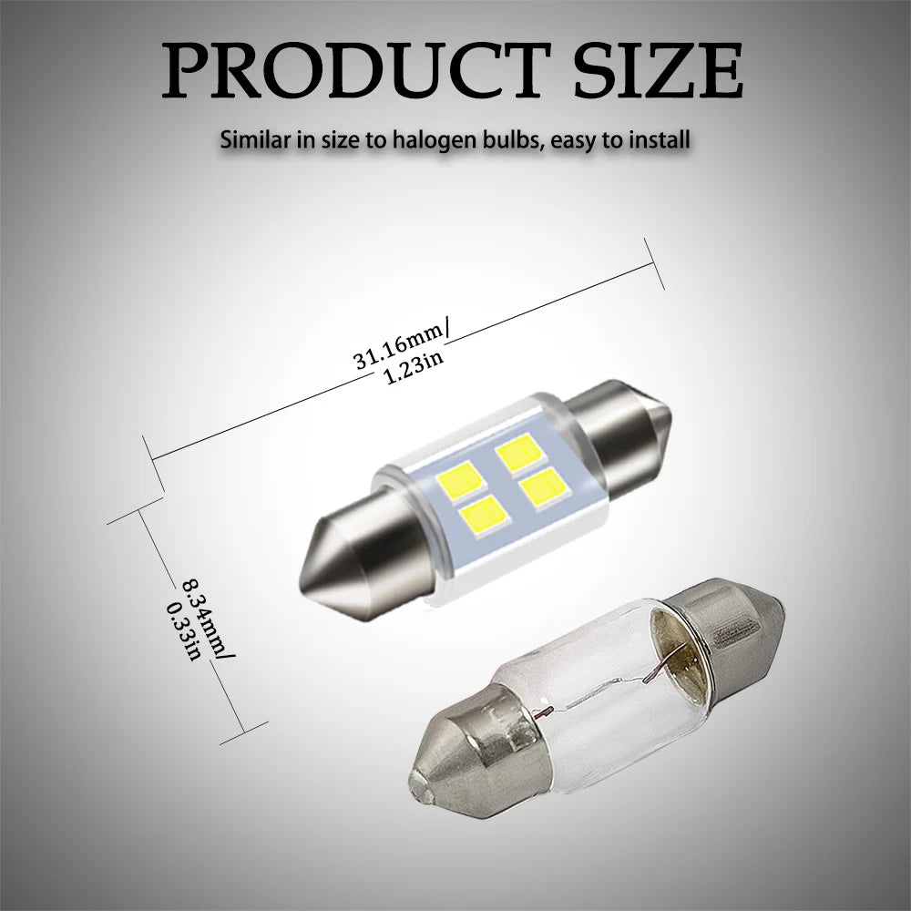 Lot de 4 Ampoules LED de Voiture (Éclairage Intérieur 31mm)