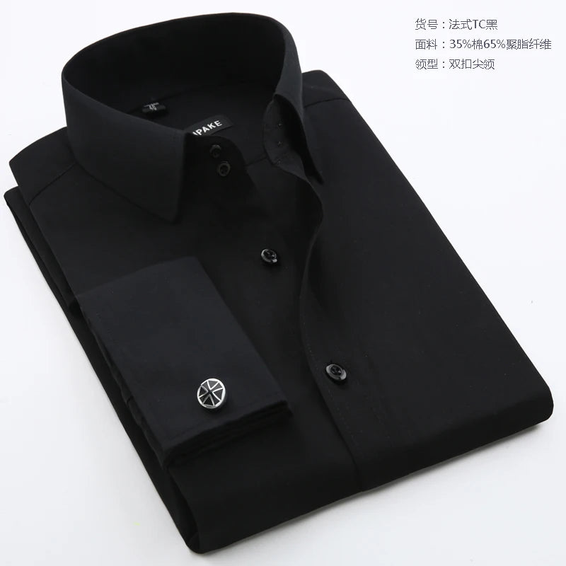 Chemise Homme Slim Fit à Poignets Mousquetaires – Élégance Formelle & Business