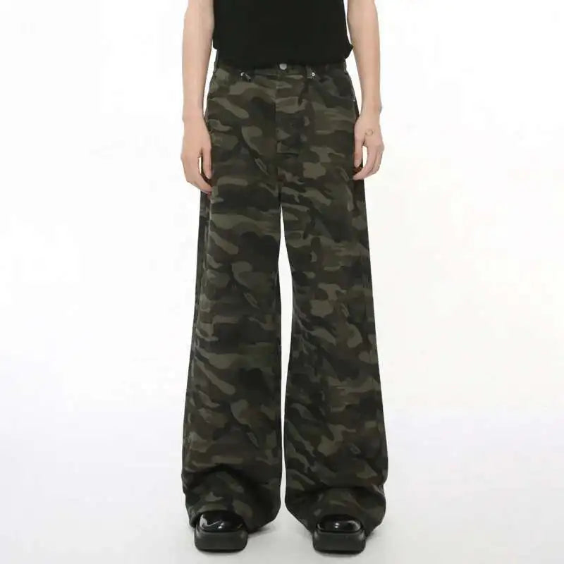 Jean Large IEFB Style Vintage Camouflage – Coupe Loose Décontractée